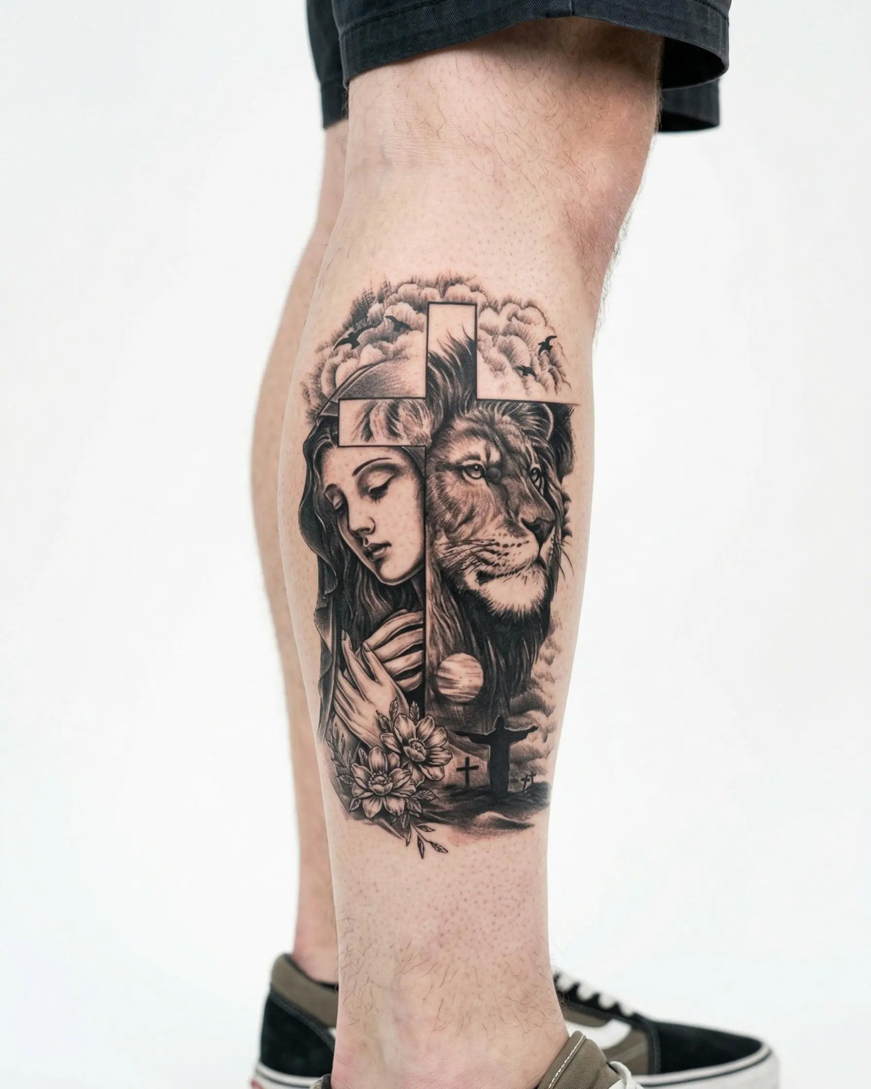 Praying Woman, Lion & Cross