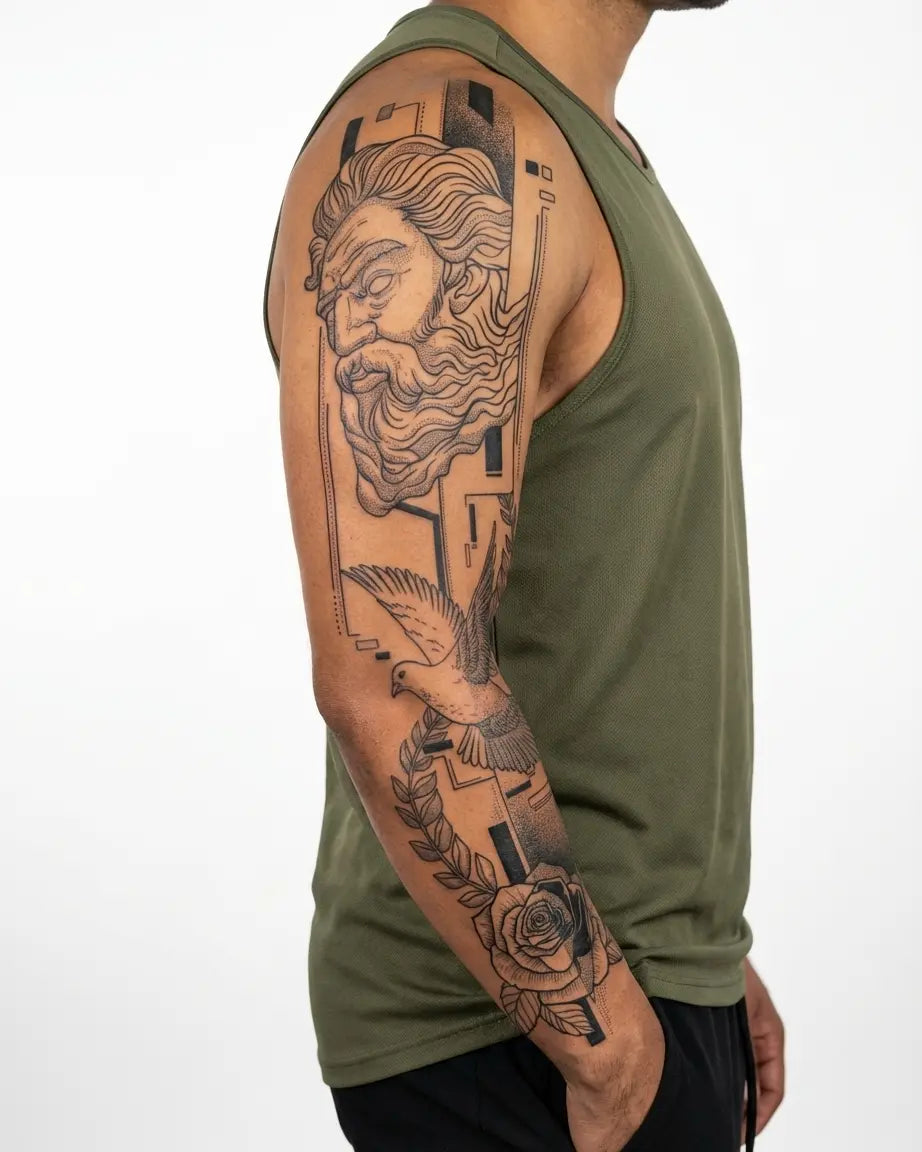 Greek God, Dove & Rose