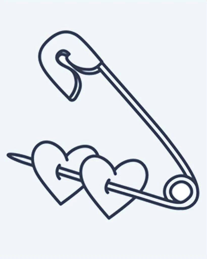 Safety Pin & Hearts