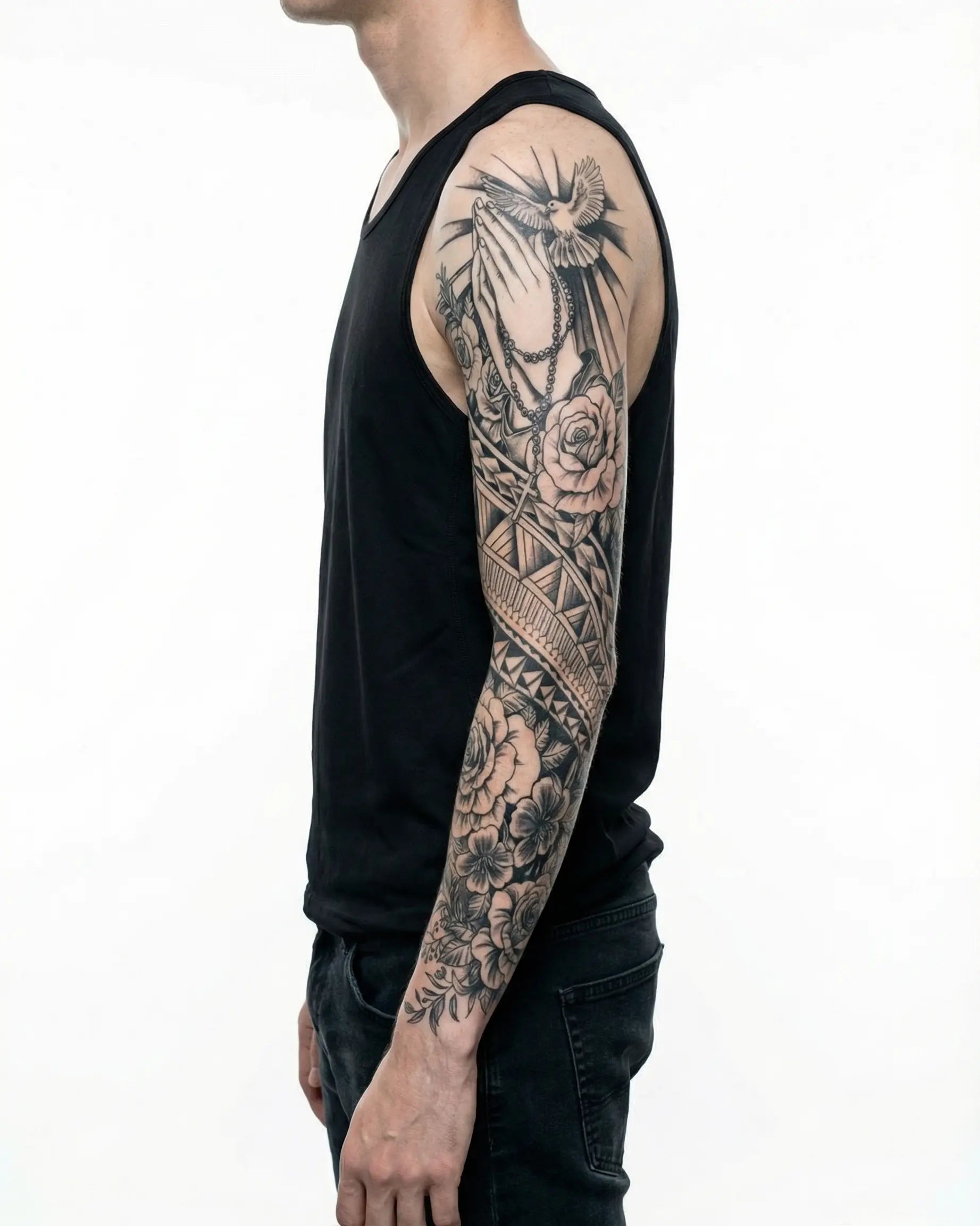 Praying Hands, Dove & Roses