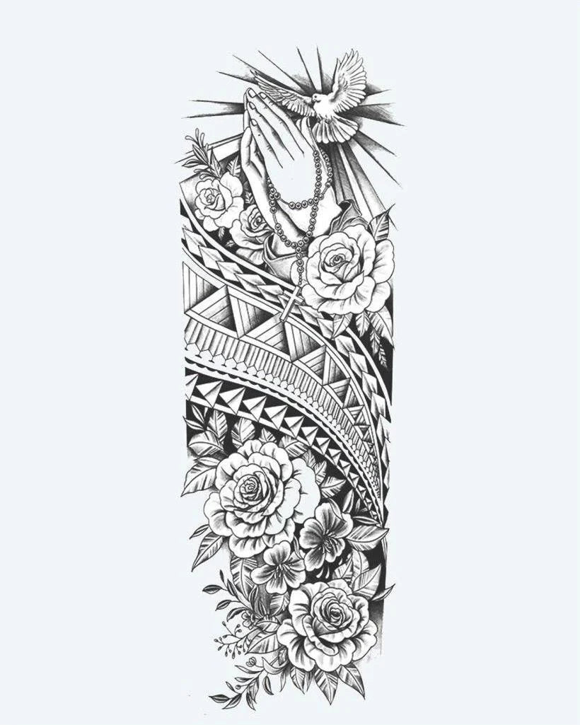 Praying Hands, Dove & Roses