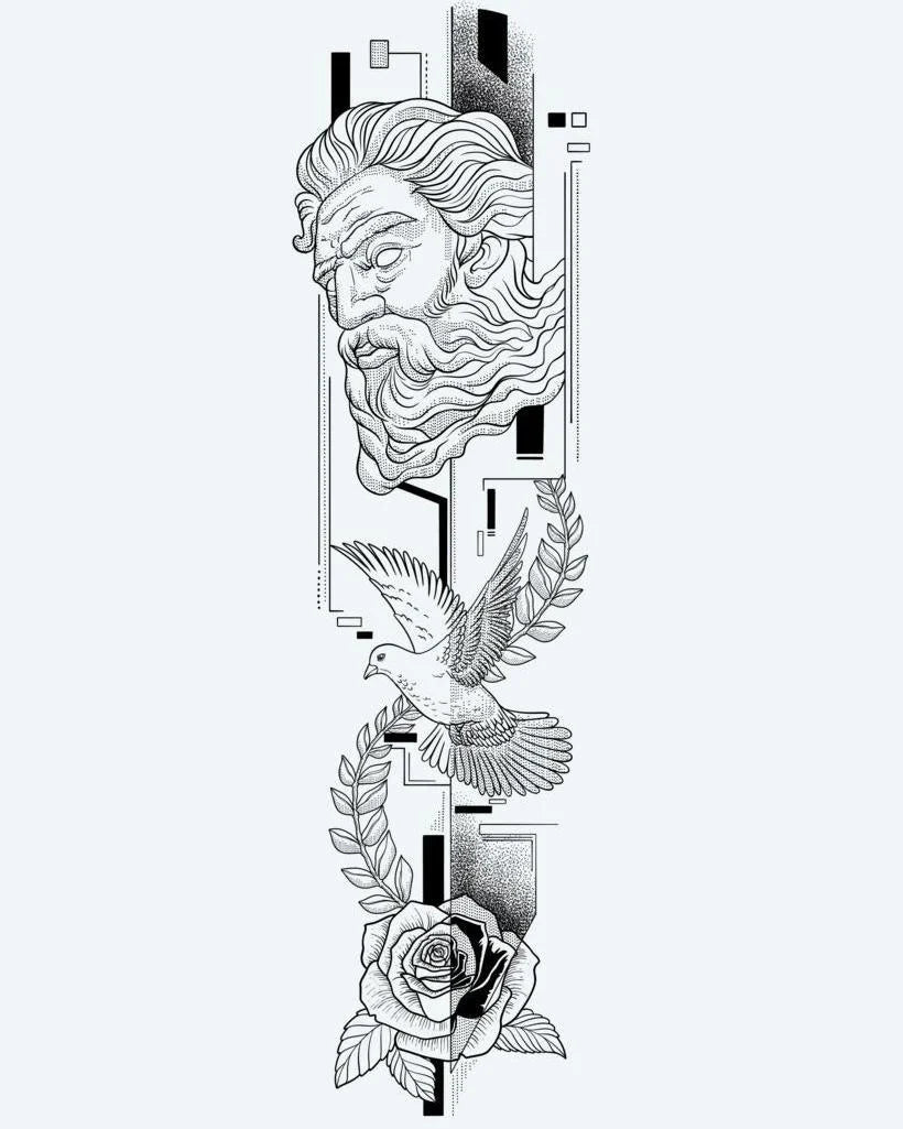 Greek God, Dove & Rose