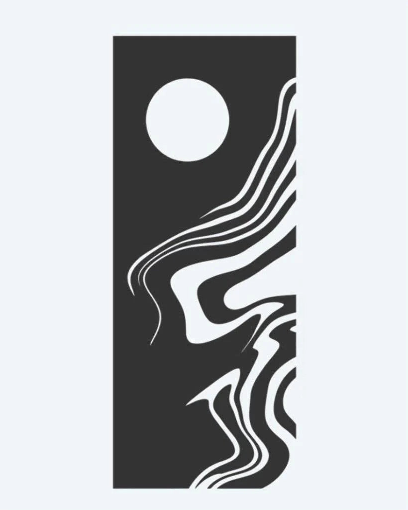 Abstract Moon & Waves