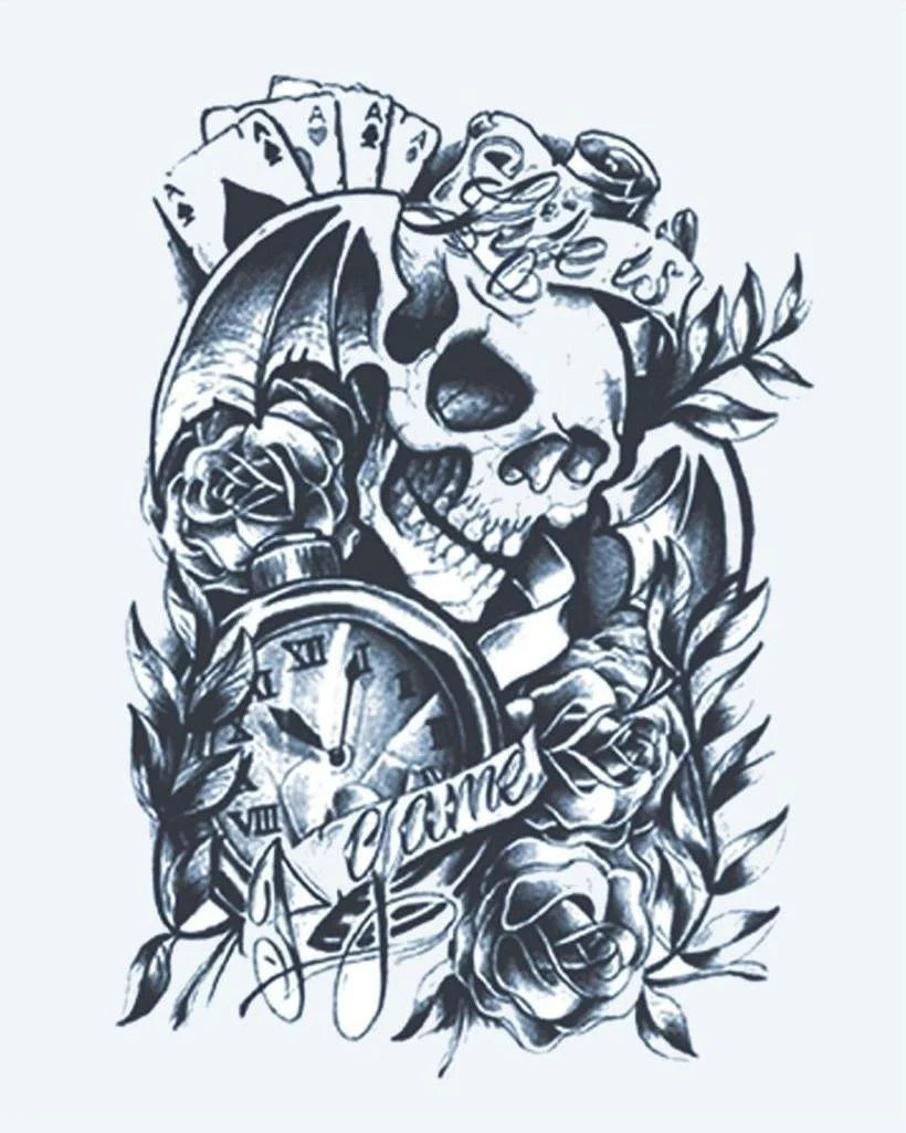 Skull, Clock & Cards