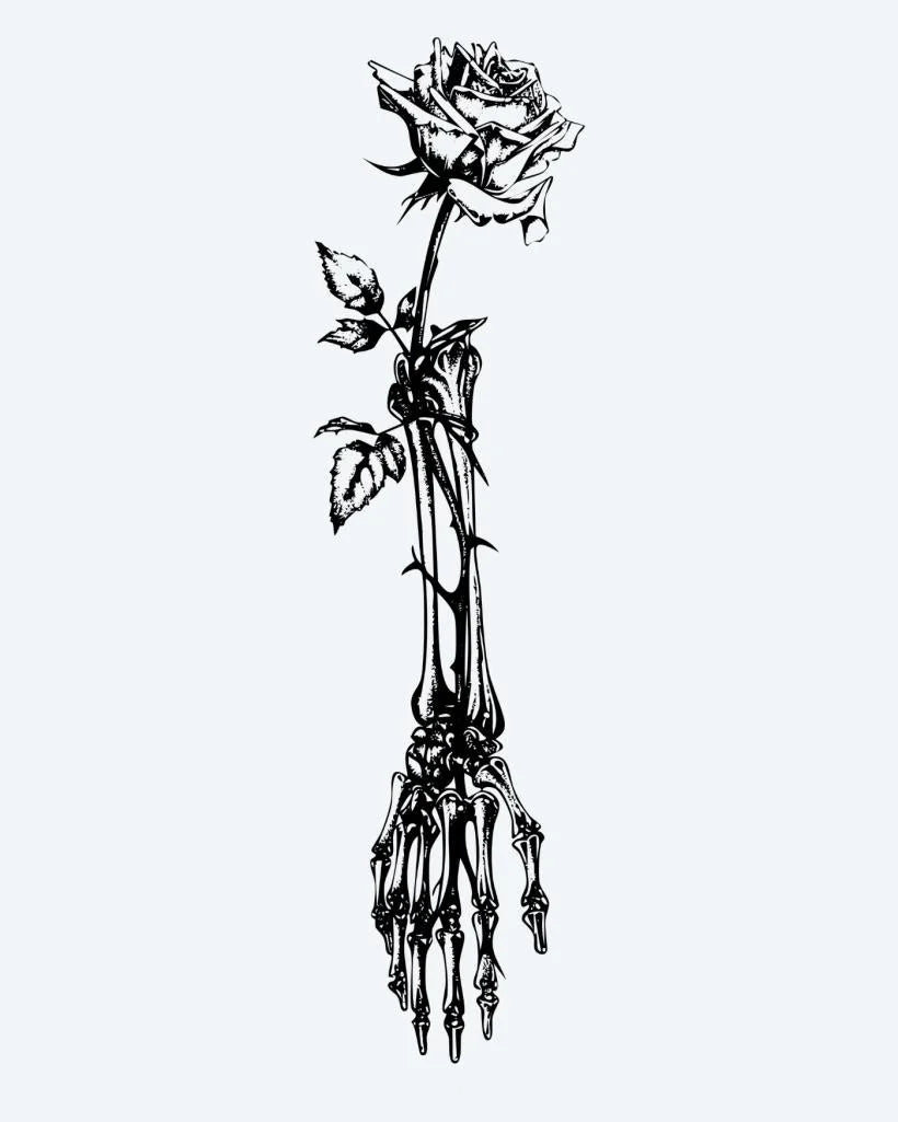 Skeleton Hand & Rose