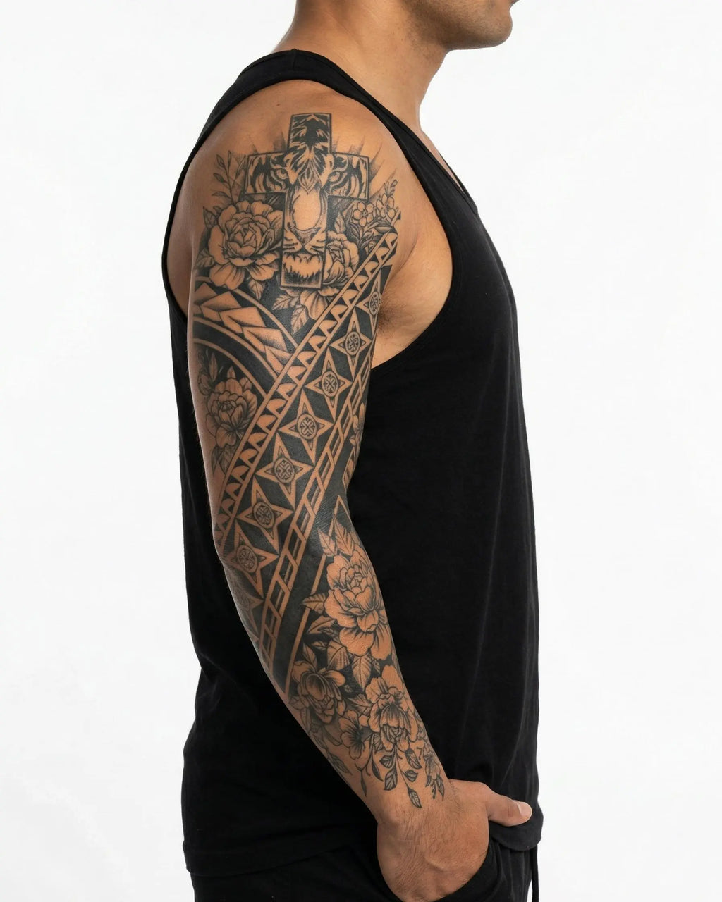 Tribal Cross & Roses