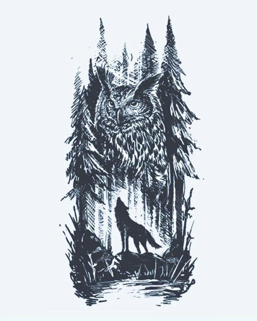 Forest Owl & Wolf